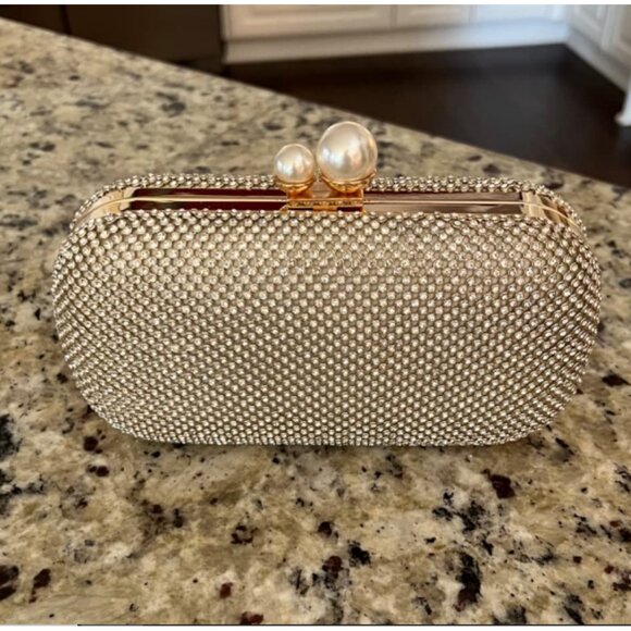 Evening Clutch Shoulder Bag Gold Purse Wedding Handbag Party Prom Bridal Gift - Picture 4 of 11